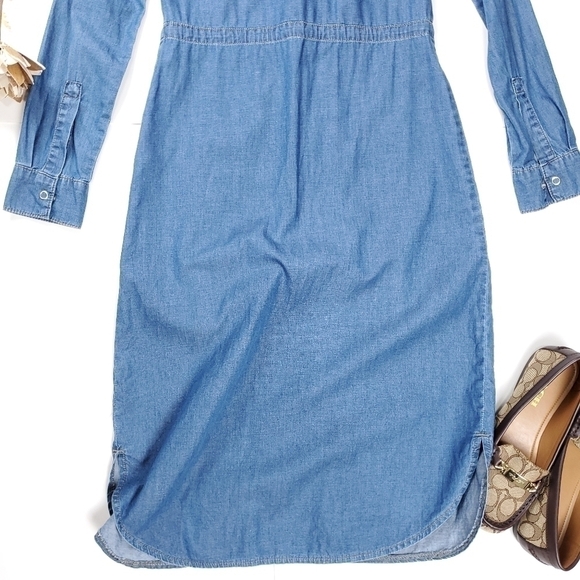 WareDenim Blue Chambray Belted Shirt Dress Size 2 UK 6 - Picture 13 of 14